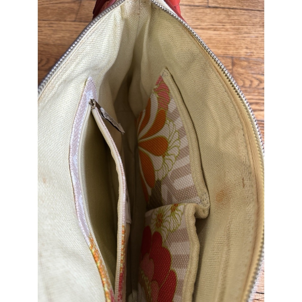 Spartina 449 Floral Linen Shoulder Bag Red Leather Trim Daufuskie Island 13x8 In - Picture 7 of 14